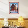 Mona Lisa Cruz Real Punto de Cruz Casa Roja Escena de Nieve Arquitectura Europea Moderna Hermoso Soñador Bordado a Mano con Hilo