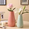 Jarrón Cerámico Vertical de Rayas Estilo Nórdico para Sala de Estar, Arreglo Floral, Flores Secas, Flores Frescas, Jarrón Decorativo de Escritorio para el Hogar, Adorno Cerámico