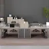 Escritorio Moderno Casual de Madera Maciza Estación de Trabajo para 4-6 Personas Mesa de Gabinete Alto para Oficina Financiera
