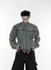Chaqueta Vaquera Corta Retro Otoño Temprano Desgastada Lavada Hombrera Chaqueta Metálica Sin Cuello Hombre 2026 Chic