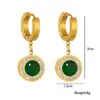 Moda Nueva Europea y Americana de Gama Alta Lujo Ligero Vintage Colgante Redondo de Esmeralda Collar Pendientes Pulsera Conjunto de Tres Piezas para Mujer