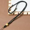 Cordón para Collar Tejido a Mano, Cordón Trenzado Puro Hecho a Mano para Colgar Collares, Cordón con Colgante de Flor de Durazno, Cordón para Amuleto de Buda con Jade y Cera de Abeja