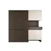 Nuevo Gabinete de Zapatos de Aleación de Aluminio con Textura de Madera Estilo Chino Decoración del Hogar Pared de la Puerta Principal con Combinación de Taburete Gabinete de Entrada Integrado Personalización