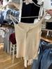 Estilo BM Beige Botón de Cuatro Agujeros Encaje Encaje Botón Tirante Hilo BM Top de Chaleco Hot Girl para Mujer Ropa Interior de Niña
