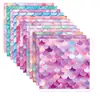 Compra Directa Transfronteriza de 12 Hojas/Paquete de Papel Material Escama de Sirena, Perlado Iridiscente Hecho a Mano DIY Fantasía Decorativo Papel de Scrapbooking