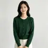Cárdigan de punto liso minimalista estilo coreano con pequeños botones dorados y cuello redondo para mujer, nuevo diseño de principios de otoño, top de nicho moderno