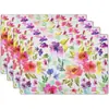 Manteles individuales florales de lino más vendidos transfronterizos para primavera/verano, estampados digitalmente, aislantes del calor, rectangulares, manteles de estilo occidental, manteles individuales y posavasos al por mayor