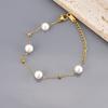 S01 Venta al por mayor de fábrica Verano Transfronterizo Pulsera de Acero de Titanio con Perlas y Gipsófila con Súper Temperamento de Hada