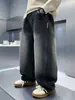 Calça Jeans Masculina Solta de Perna Larga Nova Coleção Primavera e Outono Estilo Tendência Cool Design Bordado Senso de Design Calça Longa Crianças Pequenas e Grandes Calças Casuais Roupa de Outono