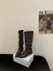 []Por dentro~Botas femininas de bico fino francês acima do joelho 2026 novo estilo botas de cano alto amassadas