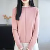 Suéter de tricô 100% algodão com color-blocking moderno estilo francês para mulheres, camada base simples e quente, confortável e com toque de alta qualidade