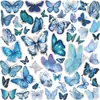 50 adesivos transparentes de borboleta azul para decorar capacetes, pastas, skates e cadernos, materiais de colagem transparentes dupla face