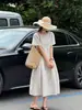 Nuevo Estilo de Verano de Orange Zhi Estilo Coreano de Gama Alta Elegante Vestido de Lino con Lunares que Ceñe la Cintura 9950-1