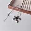 Collar Colgante de Flor de Plata Retro Coreano para Mujer Cadena Larga Exagerada Estilo Ins Accesorios Personalizados