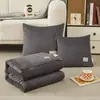 Edredón de almohada de terciopelo de cristal con dibujos animados gruesos impresos, edredón de almohada multifuncional dos en uno, manta de regalo