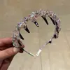 2025 Original Diadema de Flor de Cristal Lujo Ligero Peine Invertido Alta Gama Diadema Tejida a Mano Tarjeta para Lavar el Cabello Venta al por Mayor