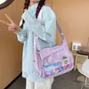 Bolsa de Hombro Transparente Estilo Caricatura Japonesa Moderna para Chica, Bolsa para Dolor, Estilo Universitario Estudiante Clase Casual Gran Capacidad Bolsa Mensajera