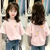 Nueva colección de otoño 2026: Camiseta elegante y moderna de manga larga a rayas para niñas, hecha de algodón puro, adecuada para niños mayores