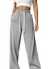 Pantalões Esportivos Largos Femininos Transfronteiriços Novos Europeus e Americanos Cintura Alta Soltos Calças Esportivas Casuais Cinto de Cordão Fitness
