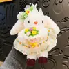 Novo Vestido de Pelúcia de Princesa Chaveiro de Coelho de Orelhas Longas Fofo Desenho Animado Fantasia de Coelho Boneca Pingente de Bolsa para Menina