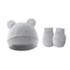 2026 Estilo Comércio Exterior Suéter para Bebê Chapéu com Orelhas do Mickey Chapéu para Bebê Touca para Recém-nascido Luvas Anti-risco Conjunto de 2 Peças