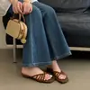 Primer Encuentro con las Sandalias de Tacón Grueso Abiertas Versátiles de Uso Diario Estilo Francés, Cómodas Slip-Ons Estilo Vacaciones en la Playa