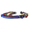 Collar para perro de 1 cm de ancho con patrón de puntos y cascabel, collar antipérdida con hebilla de cabeza de gato, collar para mascotas al por mayor