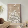 Pintura Decorativa Vintage de Alto Padrão Estilo Francês para Sala de Estar, Arte de Parede Texturizada para Fundo de Sofá, Pintura de Figura para Hall de Entrada