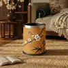Nuevo cubo de basura de cuero impermeable estilo chino Dinastía Song, papelera pequeña de alta gama para habitación de casa de huéspedes, hotel, restaurante