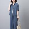 Terno jeans da moda feminino Verão Fino 2024 Novo Conjunto de duas peças casual da mãe de meia-idade solto elegante e elegante