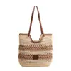 Bolsas Tejidas a Mano para Mujer 2026 Nuevo Verano Tendencia Rayas Bolso de Hombro para Vacaciones en la Playa Bolso Tote de Gran Capacidad