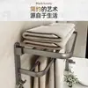 Toallero sin taladro, barra de toallas para baño, estante de almacenamiento para baño, toallero plegable para baño, accesorios para el baño del hogar