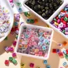 8mm Contas de Letra Acrílicas de Furo Duplo Contas Soltas Pulseira de Miçangas Feita à Mão DIY Colar Pingente Acessórios de Joias Atacado