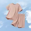 Pijama Infantil de Modal, Roupa de Casa para Meninos, Shorts de Manga Curta para Meninas, Conjunto de Roupas de Seda Gelada para Ar Condicionado Infantil Tamanho Médio e Grande