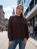 Suéter de punto grueso de cuello redondo, suelto y versátil para mujer, estilo ruso y europeo/americano, para usar como prenda exterior en otoño e invierno