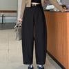 Pantalones harén de Pu de estilo coreano para mujer, primavera y verano 2024, nuevos pantalones de pierna ancha informales, holgados, de cintura alta y diseño de bolsillo, a la moda