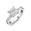 Anillo de Plata 925 con Moissanita Corte Ascher Piedra Principal de 1 Quilate 6*6
