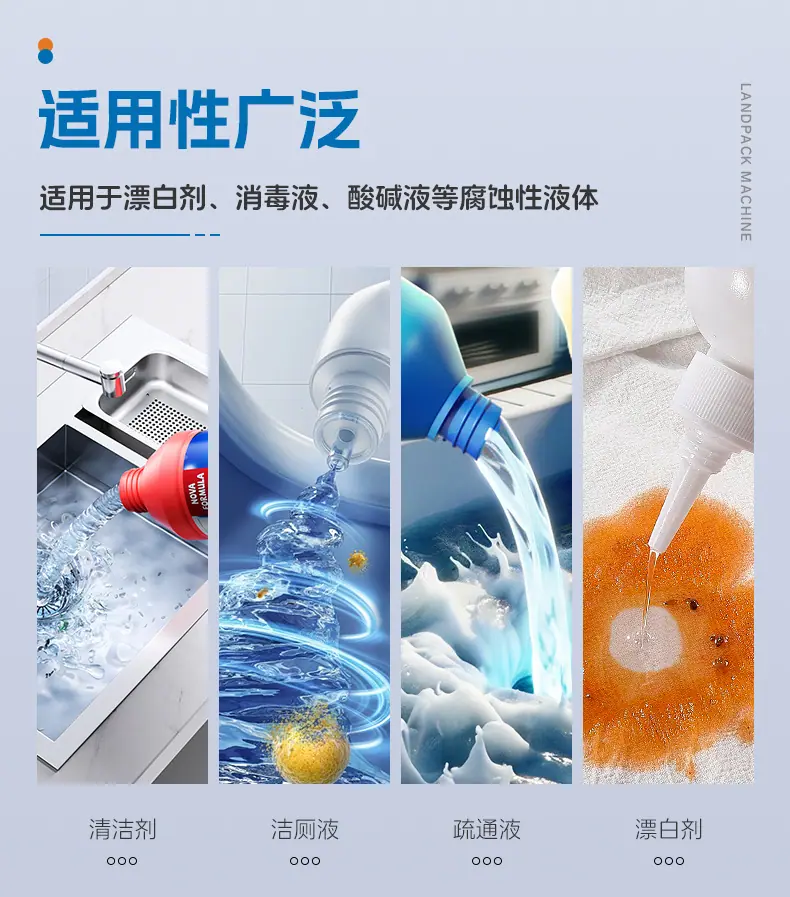 防腐蚀漂白剂灌装线（全自动理瓶机+全自动全塑8头防腐蚀灌装机