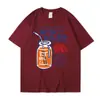 Nueva camiseta informal de verano europea y americana con estampado de bebidas japonesas y refrescos para hombre y mujer, cuello redondo, holgada, manga corta, top para pareja