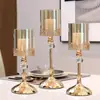 Adorno de candelabro de cristal con encaje de metal de lujo ligero estilo europeo para el hogar sala de estar mesa de comedor cena romántica a la luz de las velas decoración de velas