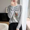 Atacado transfronteiriço 2026 nova base layer de outono camisa de casa tecido de malha estampa colorida suporta peça única