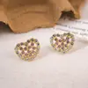 Pendientes Coreanos Rosas Huecos con Forma de Corazón y Diamantes, Dulces y Lindos, Modernos y Elegantes, Pequeños y Sencillos, Pendientes Versátiles