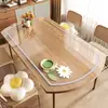 Toalha de Mesa Estilo Ins Impermeável, à Prova de Óleo, Resistente ao Calor Plástico PVC Vidro Macio Transparente Floral Oval para Mesa de Café Mesa de Jantar