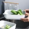Cesta Rectangular de Plástico para Lavar Verduras para Cocina Japonesa Doméstica Cesta para Escurrir Cesta Hueca para Almacenar Fruta con Filtrado de Agua Juego de Tres Piezas