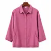 Roupas de outono para mulheres idosas, camisa de algodão puro, blusa para mãe, roupas de manga comprida folgadas para idosos, camisa de vovó, cardigã, tudo de algodão