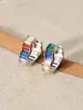 Pendientes Arcoíris de Moda Transfronterizos para Mujer Exquisitos de Amor Cuadrados Multicolor de Circonita Pendientes Franceses de Gama Alta
