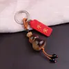 Llavero de Calabaza de Cinabrio Luminoso, Cuero Premium, Paz y Alegría, Llavero Colgante para Coche de Calabaza de Jade Imitación