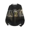 Sudadera con Diseño Estampado de Moda Nueva Primavera 2026 Cuello Redondo para Hombre, Falso Dos Piezas Estilo Hong Kong Holgado Versátil Superior Ropa de Hombre