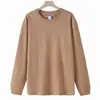 Camisa de Otoño Ajustada Casual de Algodón de Fibra Larga de Xinjiang de 260g, Camiseta de Manga Larga de Cuello Redondo de Color Sólido, Prenda Ajustada para Hombre con Puños, Camiseta Interior