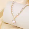 Pulseira de Pérolas de Camada Dupla Transfronteiriça Europeia e Americana Moda Retrô Estilo Ins Design Personalizado Estilo Cool Pulseira de Pérolas